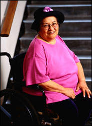 Handicapped lady in wheelchair